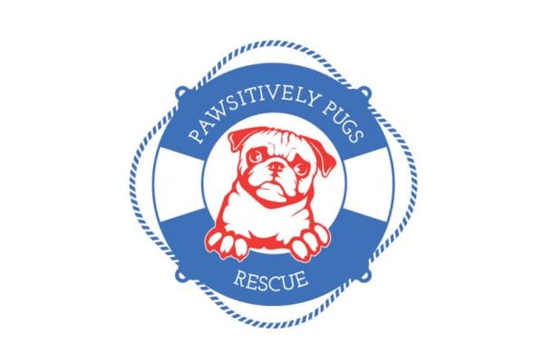 Pawsitively Pugs Rescue - logo design - 90 Degree