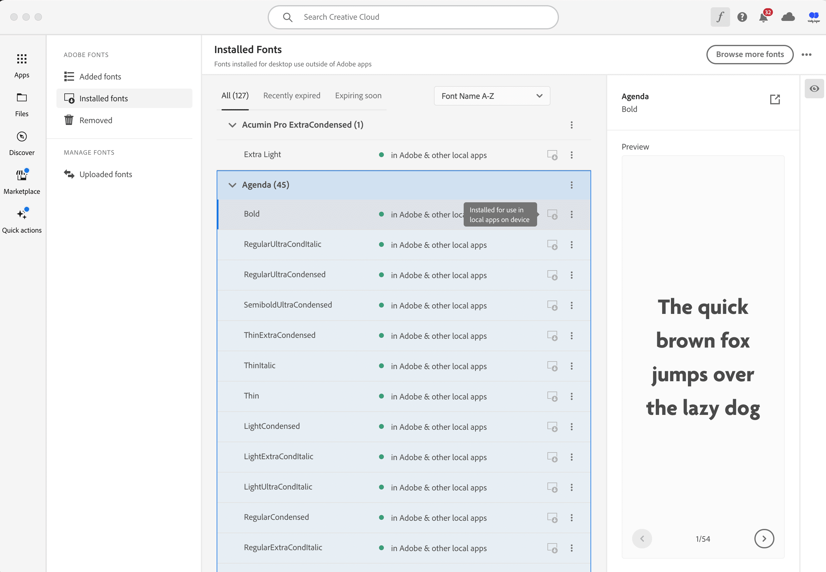 Adobe Creative Cloud fonts adding to computer