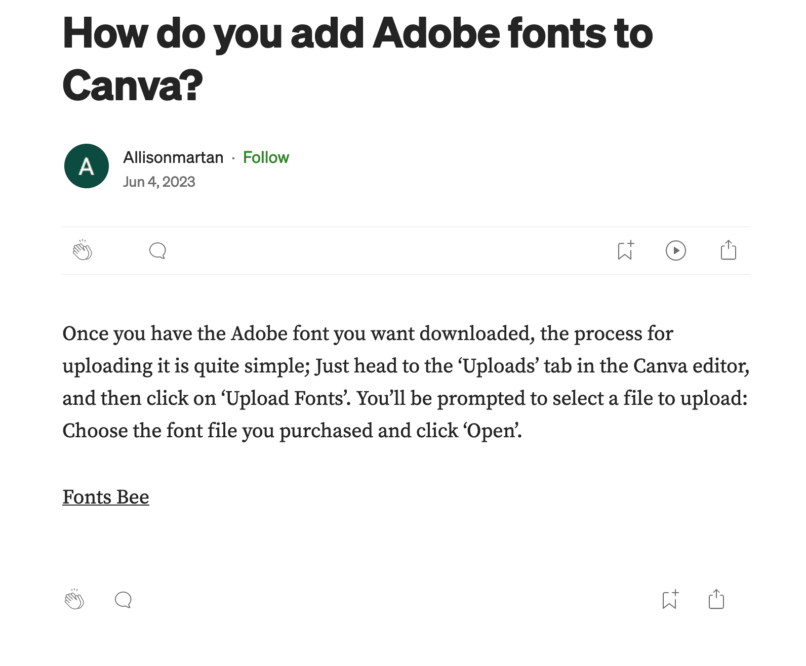 screenshot of how do add Adobe fonts to canva